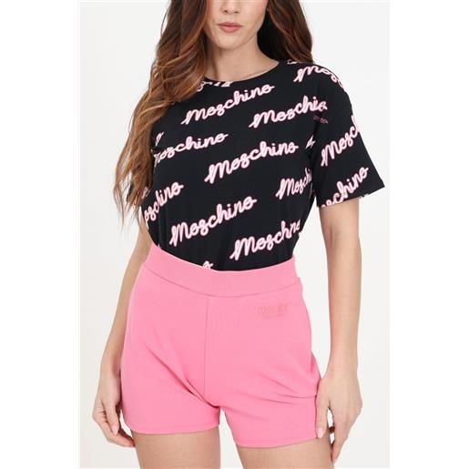 MOSCHINO t-shirt donna girocollo nera/rosa 0706