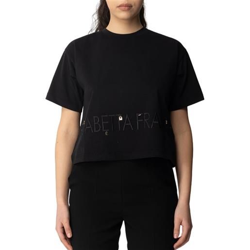 ELISABETTA FRANCHI t-shirt in jersey con logo e charms - ma00141e2 - nero