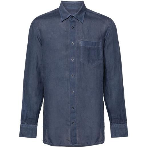 120% Lino camicia leggera - blu