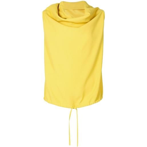 Uma | Raquel Davidowicz blusa smanicata con collo drappeggiato - giallo
