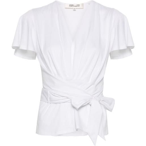 DVF Diane von Furstenberg t-shirt asimmetrica sienna - bianco