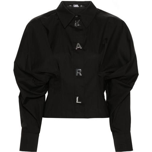Karl Lagerfeld camicia con bottoni con logo - nero