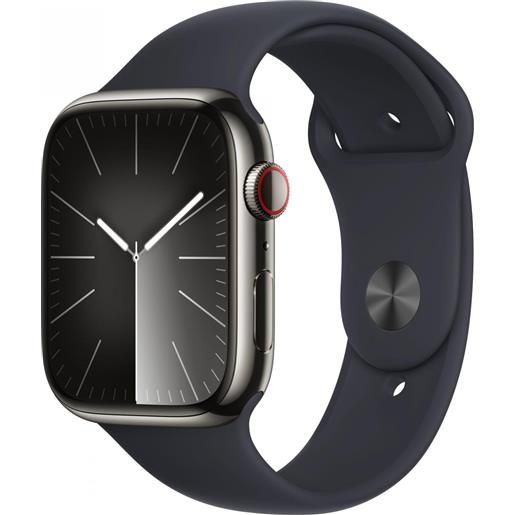 Apple watch series 9 gps + cellular - smartwatch con cassa 45m in acciaio inossidabile grafite con cinturino sport band mezzanotte - m/l - mrmw3ql/a