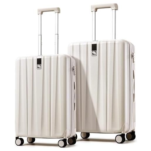 Hanke valigia da cabina leggera rigida in pc, bianco avorio , 20 inch carry on, Hanke valigia rigida leggera resistente ai graffi