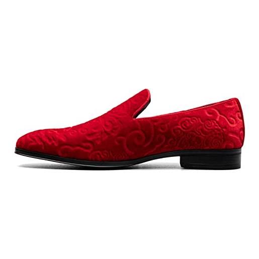 Stacy Adams pantofole saunders in velluto, mocassino uomo, red excursion plain getaway solids, 49 eu