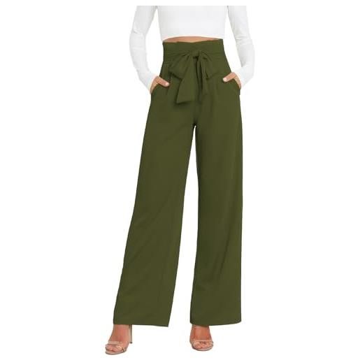 DayaEmmoTQ pantaloni da lavoro da donna, casual, versatili, con cintura temperamento, per la primavera e l'estate, verde militare, xl