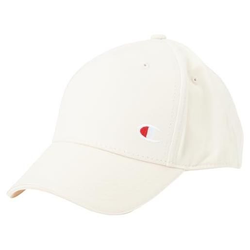 Champion icons accessories - 805974 woven cotton twill c-logo cappellino da baseball, bianco sporco, taglia unica unisex - adulto ss24