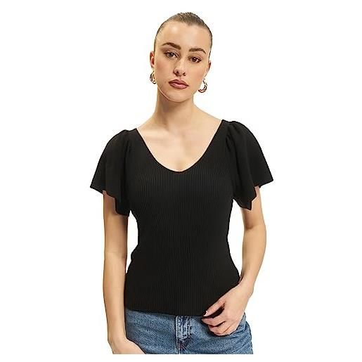 Only onlleelo s/s back pullover knt noos t-shirt, nero, s donna