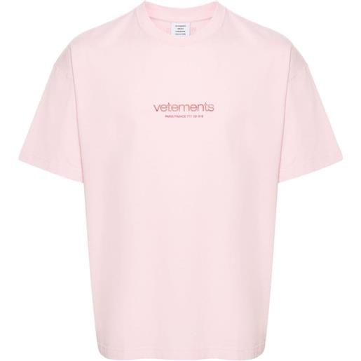 VETEMENTS t-shirt con logo goffrato - rosa
