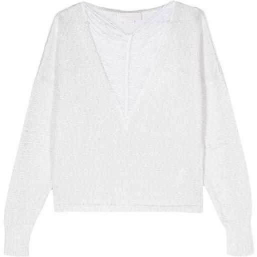 Genny maglione con paillettes - bianco