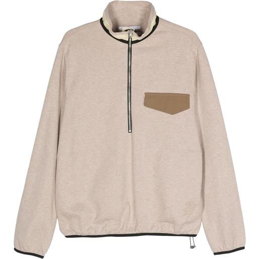 RANRA felpa con mezza zip - toni neutri