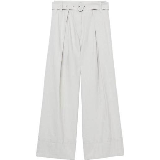 SJYP pantaloni a gamba ampia con cintura - grigio