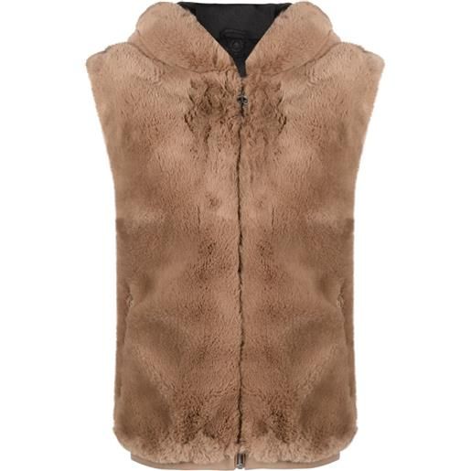 Moose Knuckles faux-fur hooded gilet - marrone