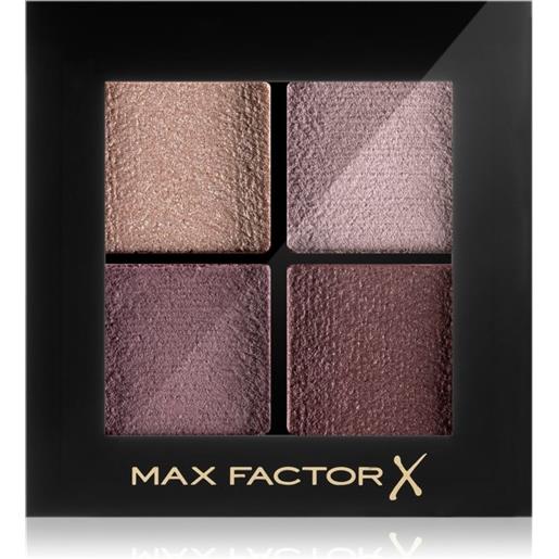 Max Factor colour x-pert soft touch palette ombretti, 4 ombretti dal colore intenso, altamente sfumabili, 002 crushed blooms