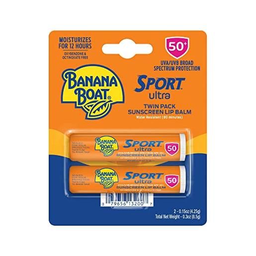 Banana Boat sport ultra lip balm sunscreen, broad spectrum spf 50.15oz. - twin pack