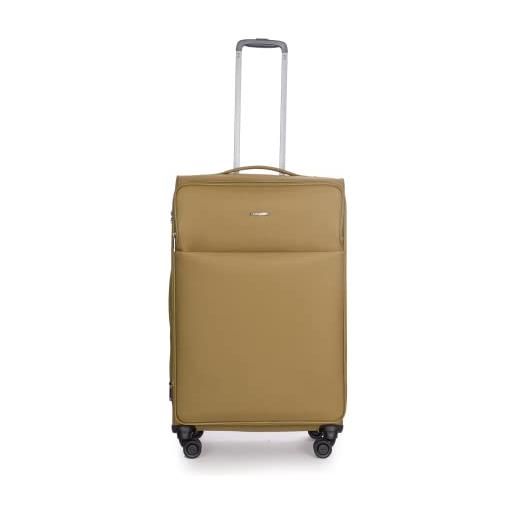 Stratic light + valigetta, custodia morbida, trolley da viaggio, trolley a mano, lucchetto tsa, 4 ruote, espandibile, cachi, 79 cm, large (4