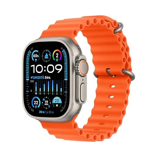 Apple watch ultra 2 gps + cellular 49mm smartwatch con robusta cassa in titanio e cinturino ocean arancione. Fitness tracker, gps di precisione, tasto azione, batteria a lunghissima durata