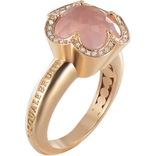 PASQUALE BRUNI anello fiore bon ton in oro rosso con quarzo rosa e diamanti