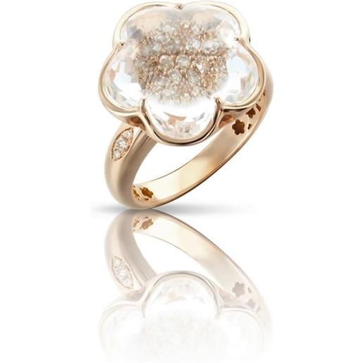 PASQUALE BRUNI anello fiore bon ton in oro rosso con rock crystal e diamanti