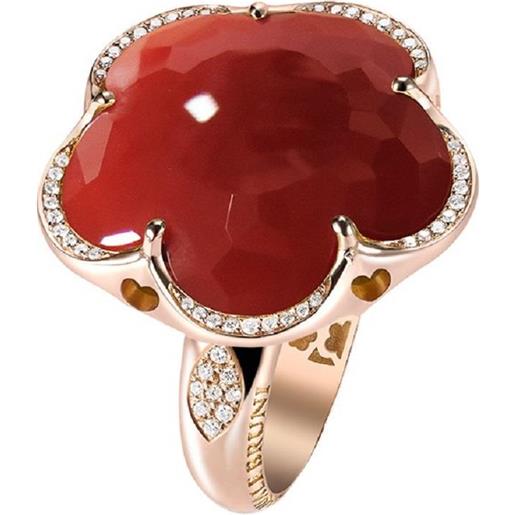 PASQUALE BRUNI anello fiore bon ton in oro rosso con corniola e diamanti