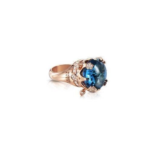 PASQUALE BRUNI anello corona sissi in oro rosso con topazio blu london e diamanti