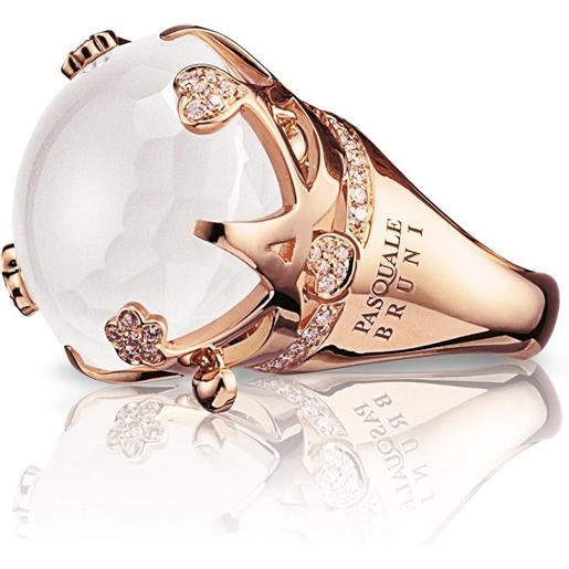 PASQUALE BRUNI anello corona sissi in oro rosso con quarzo bianco e diamanti