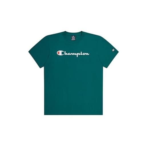 Champion legacy icons-s/s crewneck t-shirt, verde bosco, l uomo