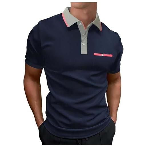 LIUPMWE polo uomo manica corta tennis golf t-shirt maglietta poloshirt camicia, blu 01,3xl