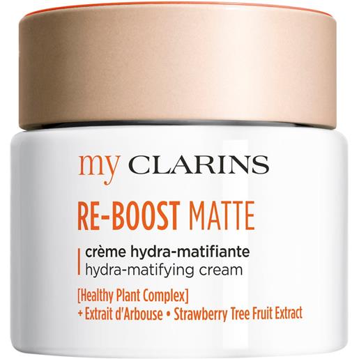 Clarins re-boost matte crème hydra-matifiante 50ml tratt. Viso 24 ore antimperfezioni, tratt. Viso 24 ore idratante
