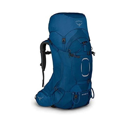 Osprey aether 55 zaino da backpacking per uomo, deep water blue - l/xl