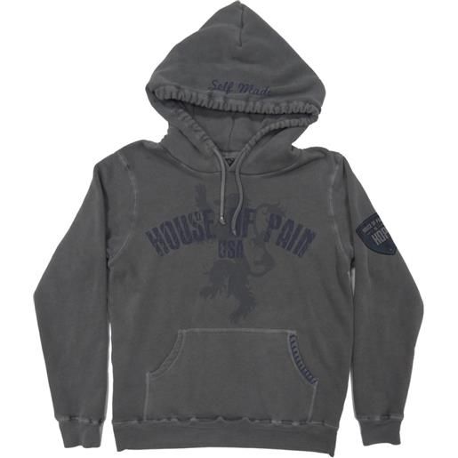 House of Pain lion patch hoodie grey pigment dye