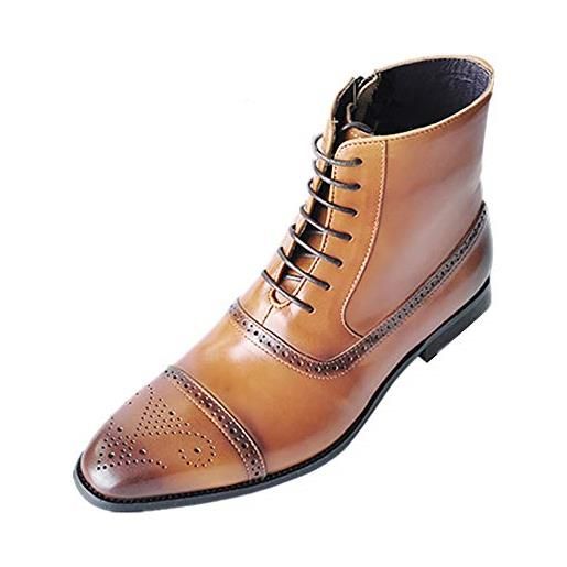 SWZEC stivaletti brogue uomo vintage classiche formali stivali stringati moda lavoro alte scarpe eleganti da banchetto taglia 39-47 (nero, 43)