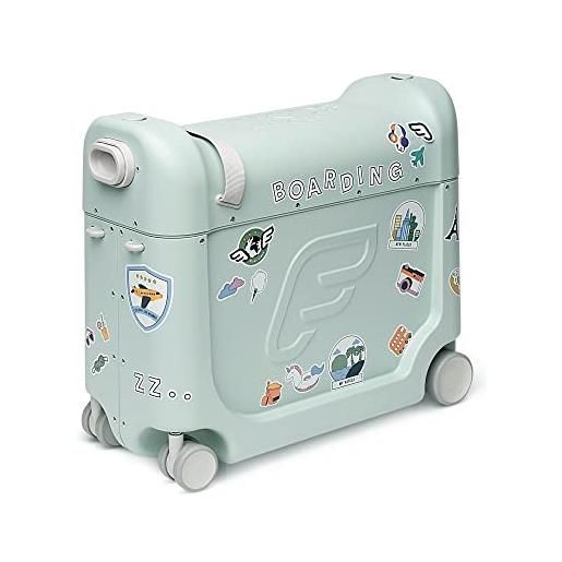 Stokke jet. Kids bed. Box, green aurora - valigia cavalcabile utilizzabile come lettino - aiuta il bambino a rilassarsi e a dormire in viaggio - approvata da molte linee aeree - ideale dai 3 ai 7 anni