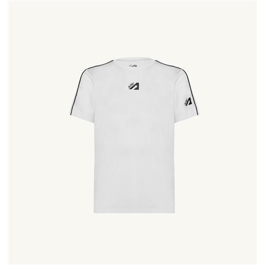 autry t-shirt tennis bianca con piping in contrasto