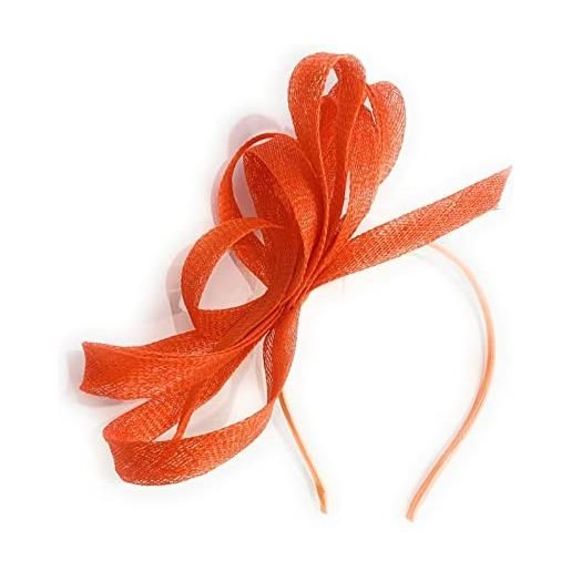 Caprilite cerchietto per capelli in sinamay vegano, per matrimonio, festa delle donne, corse ascot (arancione)