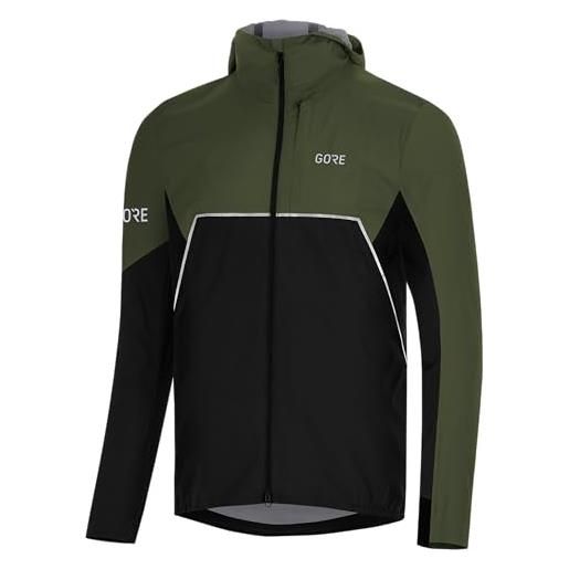 GORE WEAR r7 partial gore-tex infinium hooded jacket, giacca con cappuccio uomo, nero verde utile, xxl