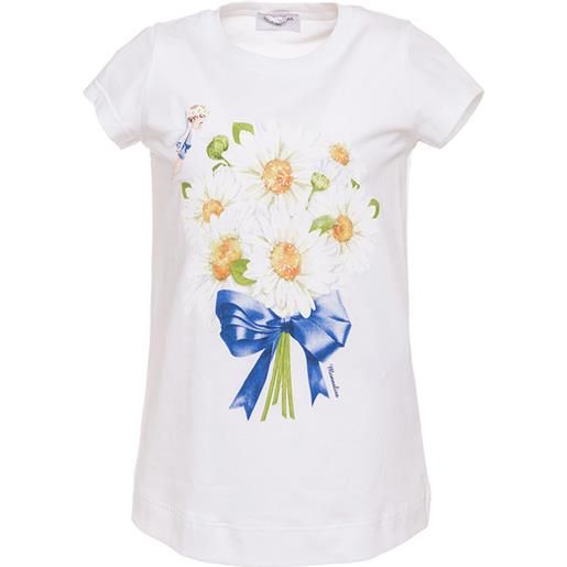 Monnalisa t-shirt in cotone con bouquet stampato