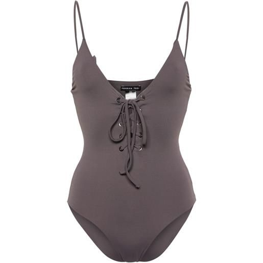 Federica Tosi lace-up swimsuit - grigio