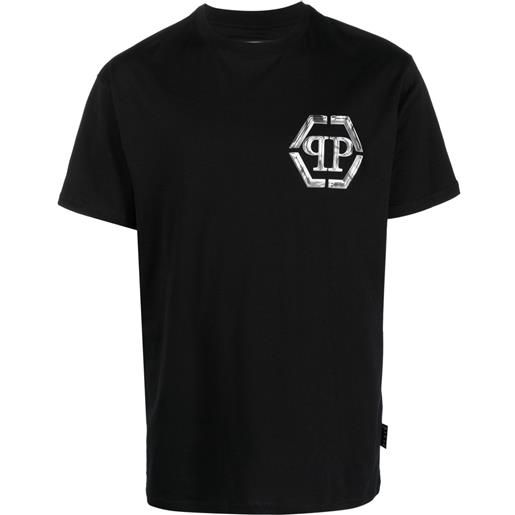 Philipp Plein t-shirt ss pp glass con stampa - nero