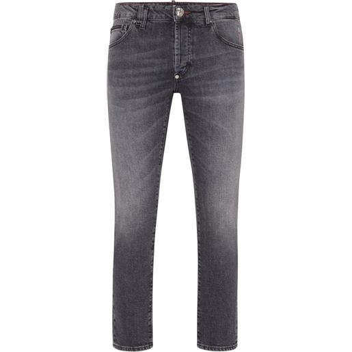 Philipp Plein jeans slim con applicazione - grigio