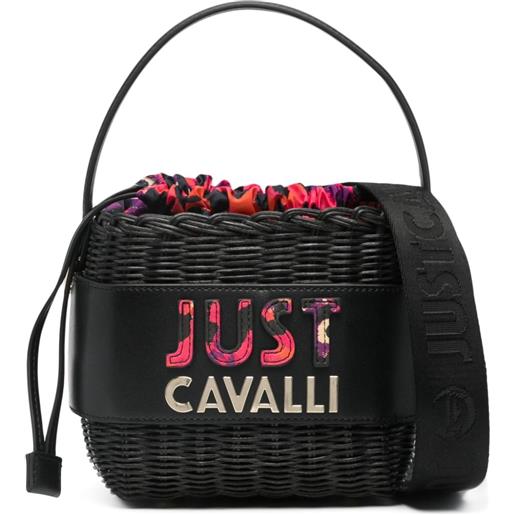 Just Cavalli borsa tote con logo goffrato - nero