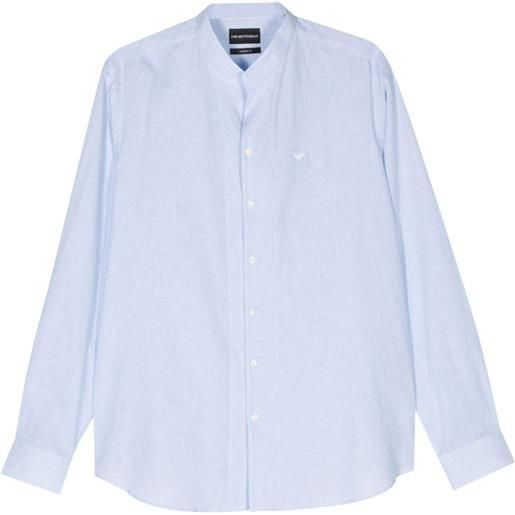 Emporio Armani camicia a righe con ricamo - blu