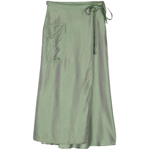 ASPESI metallic wrap midi skirt - verde