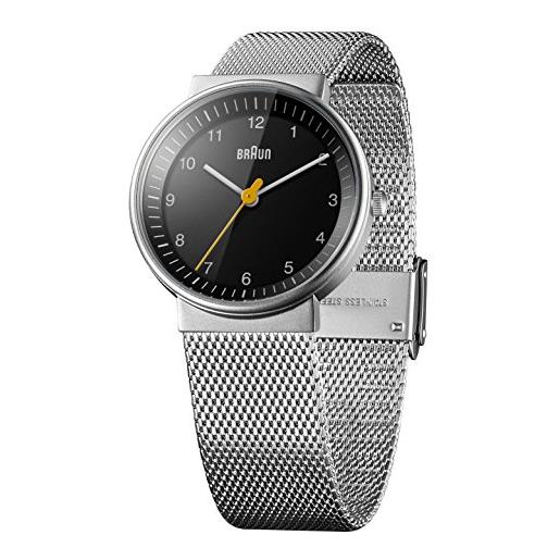 Braun bn0031bkslmhl orologio da polso analogico, acciaio inossidabile, unisex, argento/nero