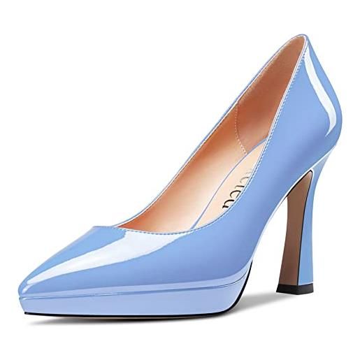 Saekcted donna alto high spillo piattaforma tacco heel a punta pumps slip-on da matrimonio ufficio 10 cm heels scarpe beige 39 eu