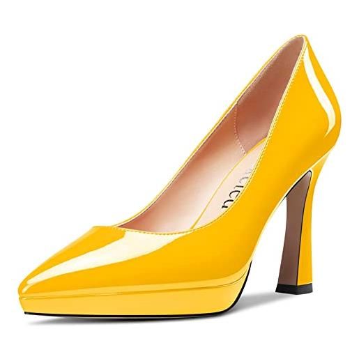 Saekcted donna alto high spillo piattaforma tacco heel a punta pumps slip-on da matrimonio ufficio 10 cm heels scarpe blu 38 eu