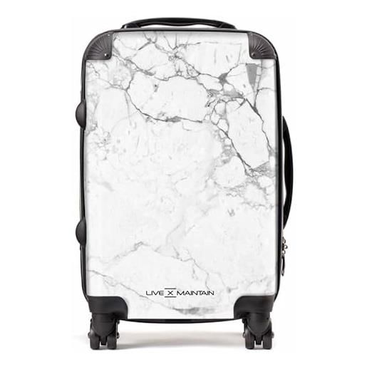 LIVE x MAINTAIN valigia in marmo bianco con guscio rigido leggero tsa lock 4 ruote girevoli bagaglio a mano, marmo bianco. , mini cabin (44x31x20cm), valigia in marmo hardside