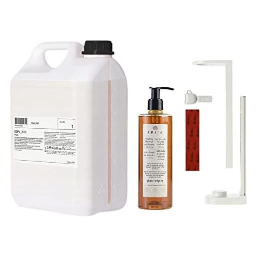 sarcia.eu prija set da bagno: supporto portabottiglie bianco, shampoo/bagnoschiuma 380ml + ricarica 5l (set 2. )
