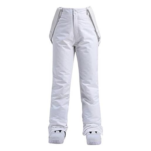SGSD pantaloni da neve da donna, impermeabili, ideali per attività all'aria aperta, da snowboard, da donna, per attività all'aperto, termici, antivento, da trekking, da caccia, bianco, m