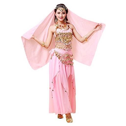 Huateng donne danza del ventre set - nappa paillettes danza indiana carnevale costume da spettacolo